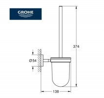 MEDIDAS ESCOBILLERO A PARED BAU COSMOPOLITAN GROHE